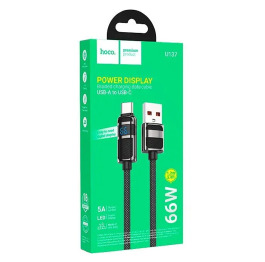Кабель Type-C Hoco U137 5A/66W/Led дис ткан чор